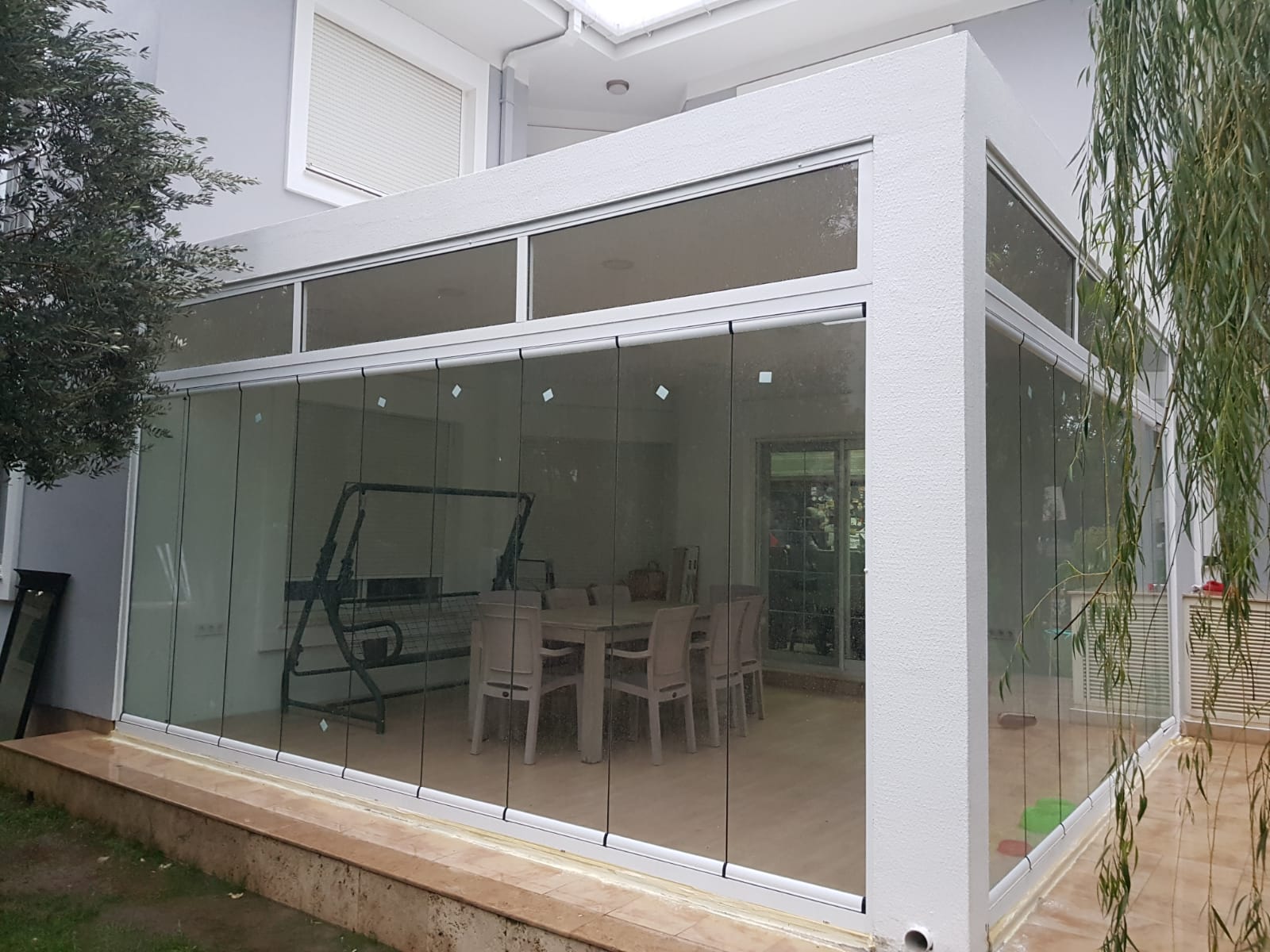 Konig bifold door installation, folding balcony glass system